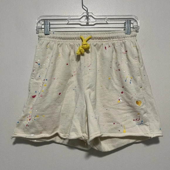 Kerri Rosenthal Midi Sweatshort in Paint Splatter Messy Size XS - Picture 1 of 7